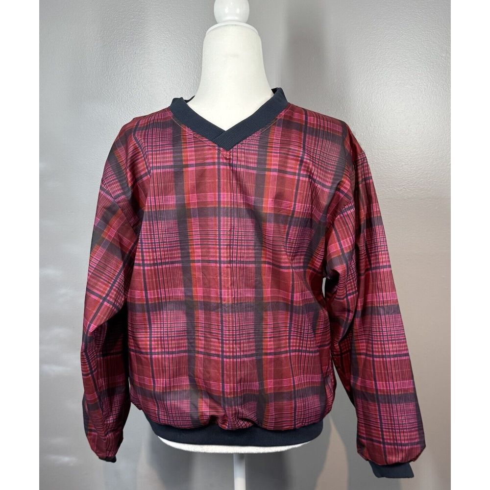 Vintage Forresters Jacket Mens M Plaid V-Neck Pullover Windbreaker Softshell 90s